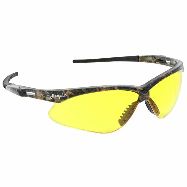 Mcr Safety Glasses, Memphis MP1 Mossy Oak Frame, Amber UV-AF, 12PK MOMP114AF